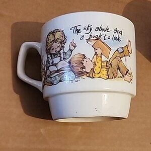 Vintage Stacking Mc Coy Cups “The Sky Above A Book To Love“ Boy & Girl Reading
